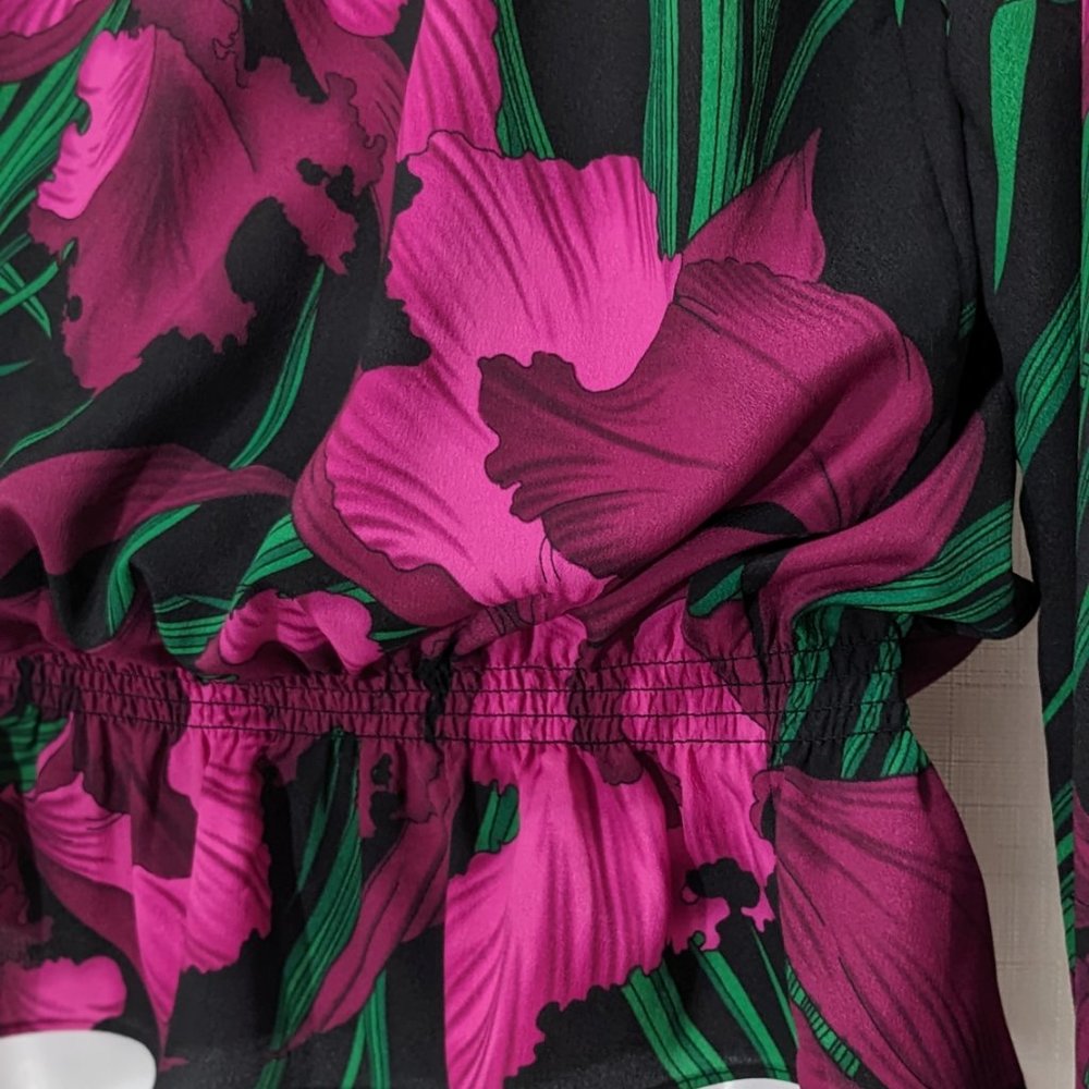 MICHAEL KORS Women's Long Sleeve Top Floral Blouse Size S - Picture 8 of 10